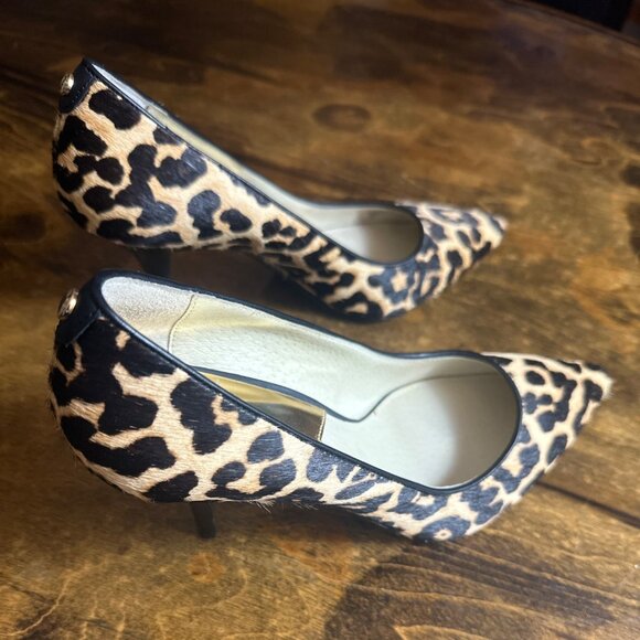 Michael Kors Leopard Print Calf Hair Pointed Toe Stiletto 3” Heels Size 8M - Picture 3 of 12